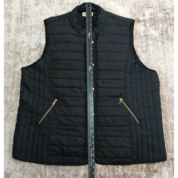 Style&co. Black Quilted Puffer Vest Women's Size 3X Gold Snaps & Zipper Everyday - Picture 9 of 13